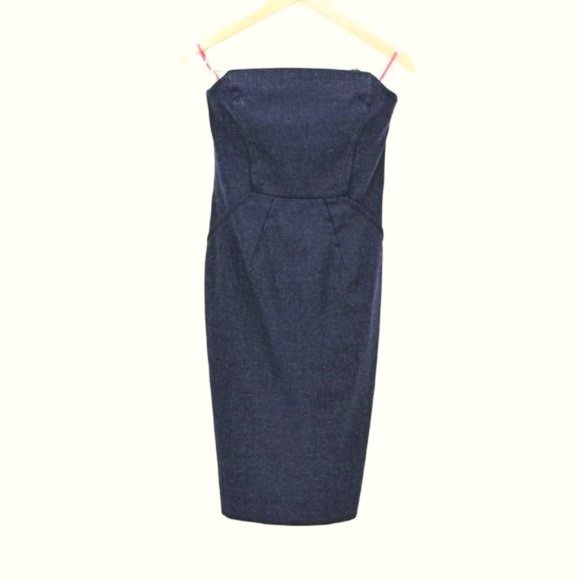 DSquared2 Charcoal Gray Wool Strapless Corset Dress Midi Tailored Fitted  46/M - Picture 15 of 16